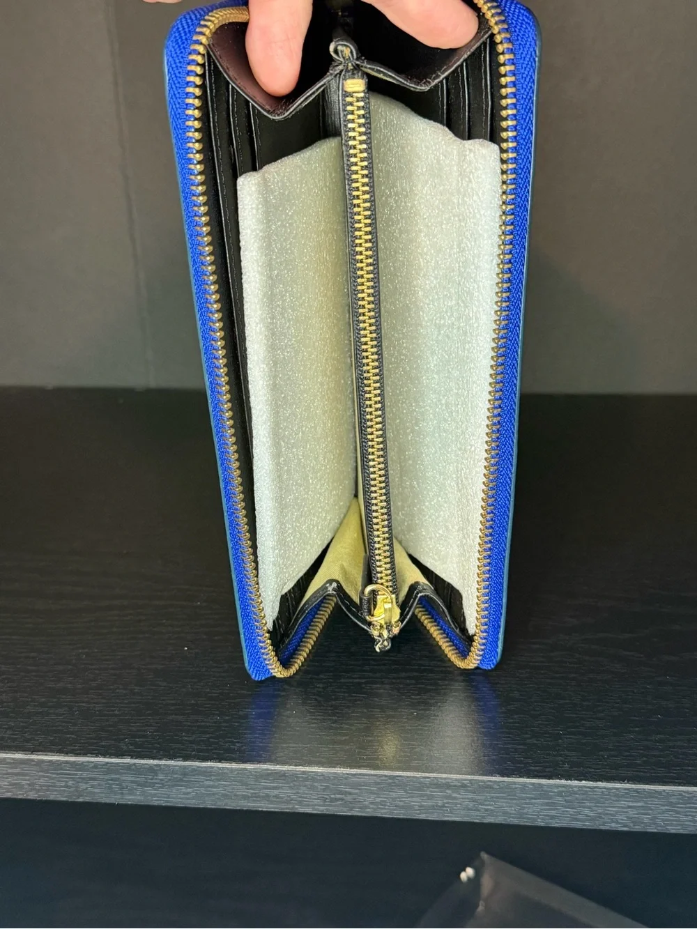 Cynthia Rowley Royal Blue Zip-Around Wallet with Gold Logo